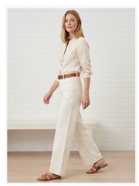 High-Rise Wide-Leg Pants in Soft Cream